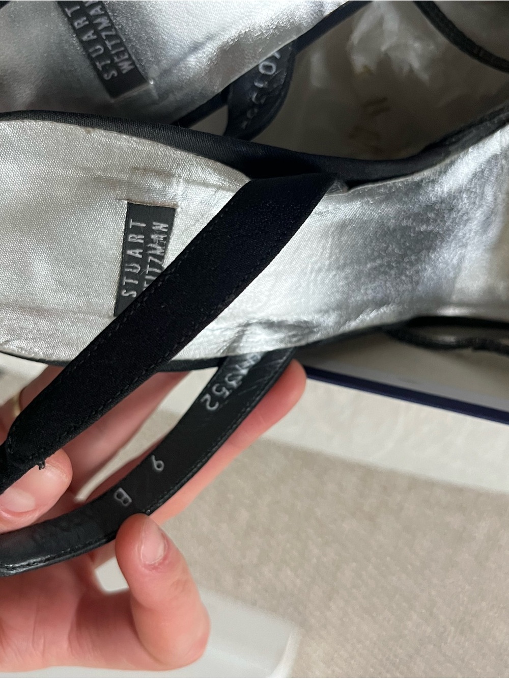 Stuart Weitzman Black Satin Slingback Heels